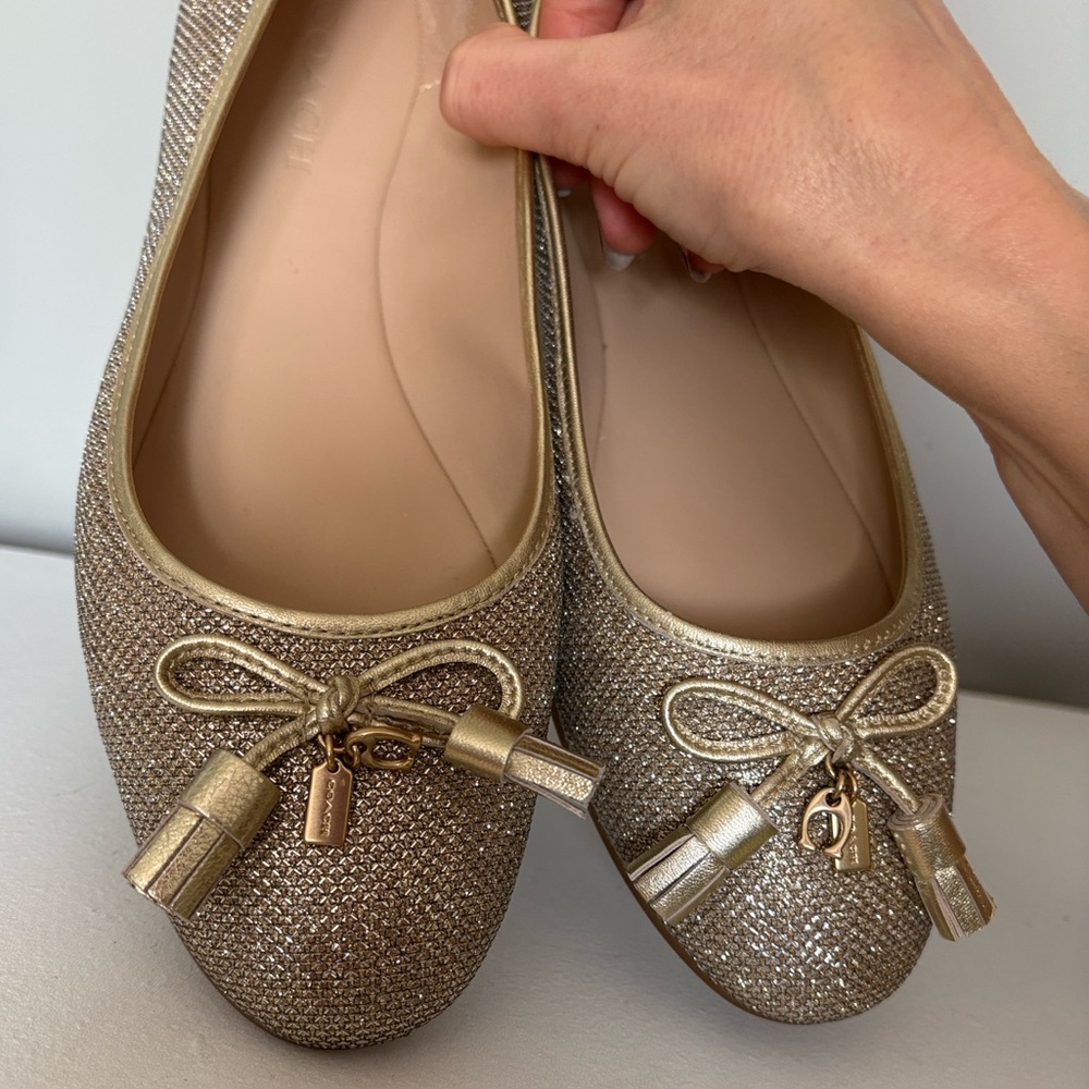COACH BENNI Women's Metallic Gold Ballet Flats Size 11